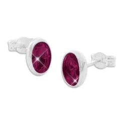 Ohrstecker|Ohrstecker|Elfen Schmuck Ohrringe fuchsia pinke ovale Kristall Ohrstecker 925 Silber