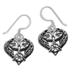 Ohrhänger|Silber Ohrhänger|Elfen Schmuck Ohrringe keltisches Wolfsherz Wölfe mit Triquetra 925 Silber