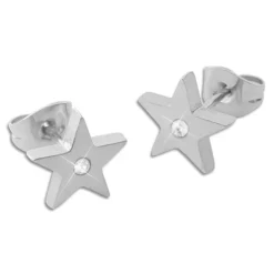 Ohrstecker|Ohrstecker|Elfen Schmuck Ohrringe mit großen Sternen und Strass Steinen Edelstahl