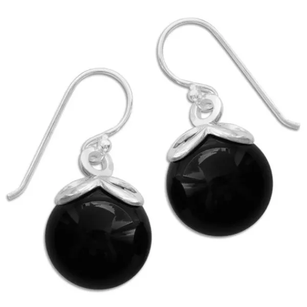 Ohrhänger|Edelstein Ohrringe|Elfen Schmuck Ohrringe mit großer Onyx Kugel 925 Silber