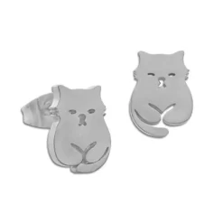 Ohrstecker|Ohrstecker|Elfen Schmuck Ohrringe mit Katzen Edelstahl silber Ohrstecker