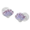 Ohrstecker|Silber Ohrstecker|Elfen Schmuck Ohrringe mit lila Glitzer Muscheln und Strass Steinen 925 Silber