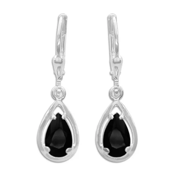 Ohrhänger|Silber Ohrhänger|Elfen Schmuck Ohrringe mit schwarzen Zirkonia Tropfen 925 Silber