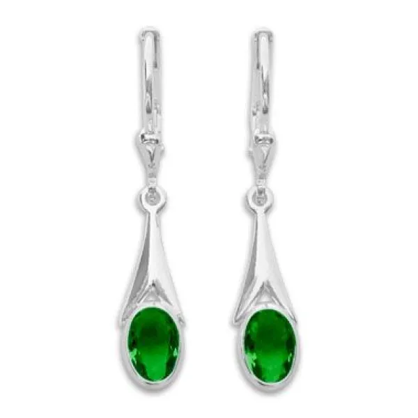 Ohrhänger|Silber Ohrhänger|Elfen Schmuck Ohrringe mit smaragd grünen Zirkonia Kristallen oval 925 Silber