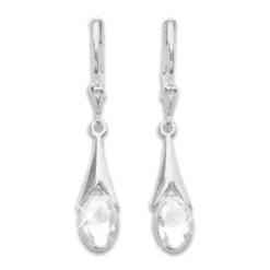 Ohrhänger|Silber Ohrhänger|Elfen Schmuck Ohrringe mit weißen Zirkonia Kristallen oval 925 Silber