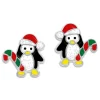 Ohrstecker|Silber Ohrstecker|Elfen Schmuck Ohrringe Pinguin mit Zuckerstange und Weihnachtsmütze 925 Silber
