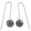 Durchzieher|Silber Durchzieher|Elfen Schmuck Ohrringe zum Durchziehen XXL 3D Kugel Strass anthrazit grau 925 Silber