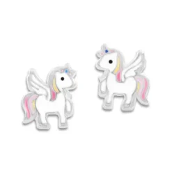 Ohrstecker|Silber Ohrstecker|Elfen Schmuck Ohrstecker Alicorn geflügeltes Einhorn Pastellfarben 925 Silber