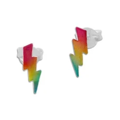 Ohrstecker|Silber Ohrstecker|Elfen Schmuck Ohrstecker bunte Blitze 925 Silber