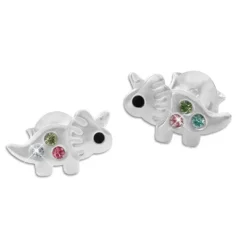 Ohrstecker|Silber Ohrstecker|Elfen Schmuck Ohrstecker Dinosaurier mit Kristallen 925 Silber