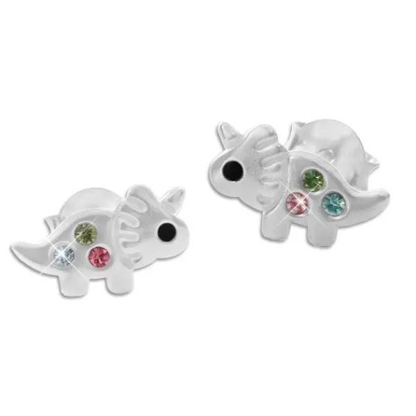 Ohrstecker|Silber Ohrstecker|Elfen Schmuck Ohrstecker Dinosaurier mit Kristallen 925 Silber