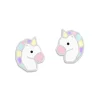 Ohrstecker|Silber Ohrstecker|Elfen Schmuck Ohrstecker Einhorn mit bunter Pastell Mähne 925 Silber