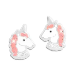 Ohrstecker|Silber Ohrstecker|Elfen Schmuck Ohrstecker Einhorn mit Glitzer und Strass Steinen 925 Silber