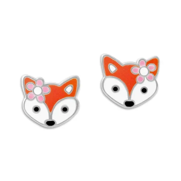 Ohrstecker|Silber Ohrstecker|Elfen Schmuck Ohrstecker Fuchs Mädchen mit Blume 925 Silber
