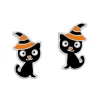 Ohrstecker|Silber Ohrstecker|Elfen Schmuck Ohrstecker Halloween Katze mit Hut 925 Silber