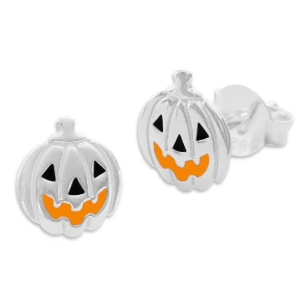 Ohrstecker|Silber Ohrstecker|Elfen Schmuck Ohrstecker Halloween Kürbis mit Gesicht 925 Silber