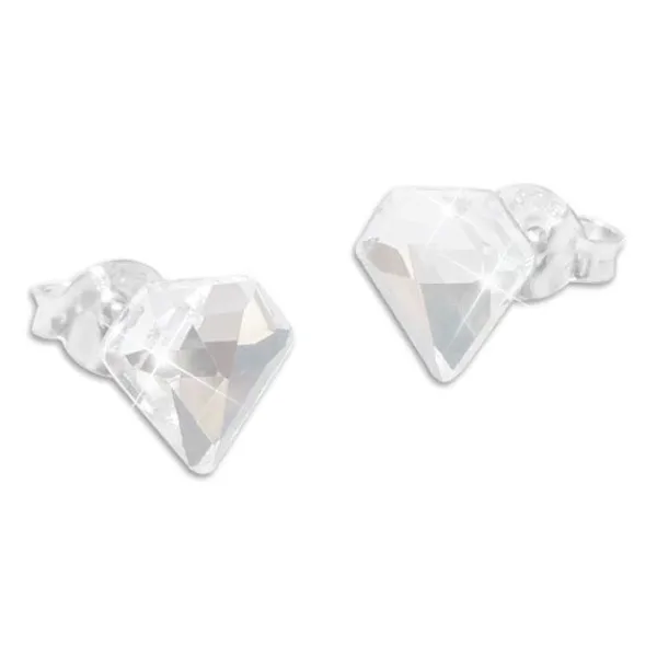 Ohrstecker|Ohrstecker|Elfen Schmuck Ohrstecker in Diamantform weiß 925 Silber
