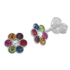 Ohrstecker|Silber Ohrstecker|Elfen Schmuck Ohrstecker Kinder Blumen mit bunten Kristallen 925 Silber