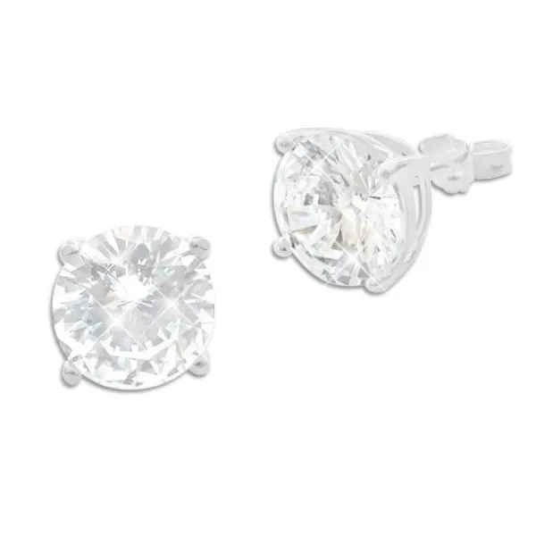 Ohrstecker|Silber Ohrstecker|Elfen Schmuck Ohrstecker mit facettierten Zirkonia weiß 9 mm 925 Silber