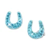 Ohrstecker|Silber Ohrstecker|Elfen Schmuck Ohrstecker mit großen Strass Hufeisen hellblau 925 Silber
