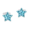 Ohrstecker|Silber Ohrstecker|Elfen Schmuck Ohrstecker mit großen Strass Sternen hellblau 925 Silber
