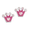 Ohrstecker|Silber Ohrstecker|Elfen Schmuck Ohrstecker mit Kronen pink und rosa mit Glitzer 925 Silber