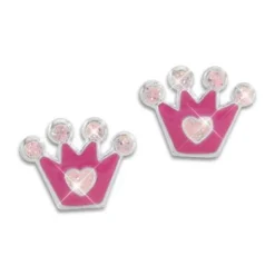Ohrstecker|Silber Ohrstecker|Elfen Schmuck Ohrstecker mit Kronen pink und rosa mit Glitzer 925 Silber