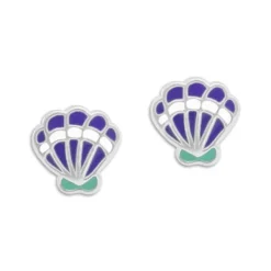 Ohrstecker|Silber Ohrstecker|Elfen Schmuck Ohrstecker mit Muscheln lila mint weiß 925 Silber