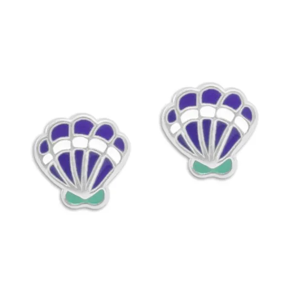 Ohrstecker|Silber Ohrstecker|Elfen Schmuck Ohrstecker mit Muscheln lila mint weiß 925 Silber