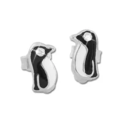 Ohrstecker|Silber Ohrstecker|Elfen Schmuck Ohrstecker mit Pinguin und Zirkonia 925 Silber