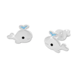 Ohrstecker|Silber Ohrstecker|Elfen Schmuck Ohrstecker mit Wal und Fontäne 925 Silber