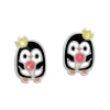 Ohrstecker|Silber Ohrstecker|Elfen Schmuck Ohrstecker Pinguin mit Eis und Krone 925 Silber