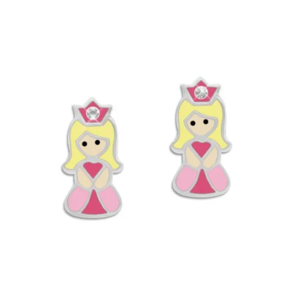 Ohrstecker|Silber Ohrstecker|Elfen Schmuck Ohrstecker Prinzessin mit Krone und Kristallen 925 Silber