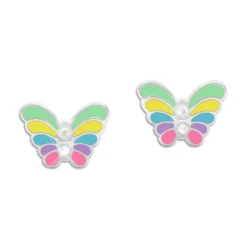 Ohrstecker|Silber Ohrstecker|Elfen Schmuck Ohrstecker Regenbogen Schmetterlinge mit Strass Steinen 925 Silber