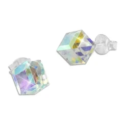 Ohrstecker|Ohrstecker|Elfen Schmuck Ohrstecker Regenbogen Würfel 925 Silber