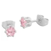 Ohrstecker|Ohrstecker|Elfen Schmuck Ohrstecker rund 4 mm Zirkonia rosa Edelstahl