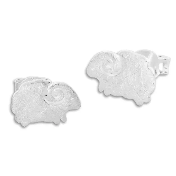 Ohrstecker|Silber Ohrstecker|Elfen Schmuck Ohrstecker Schafe mattiert gebürstet 925 Silber