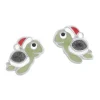 Ohrstecker|Silber Ohrstecker|Elfen Schmuck Ohrstecker Schildkröte mit Weihnachtsmütze 925 Silber
