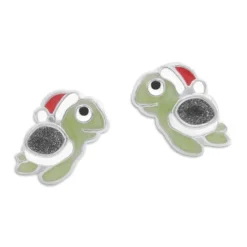Ohrstecker|Silber Ohrstecker|Elfen Schmuck Ohrstecker Schildkröte mit Weihnachtsmütze 925 Silber