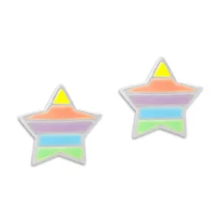 Ohrstecker|Silber Ohrstecker|Elfen Schmuck Ohrstecker Sterne in Neonfarben 925 Silber