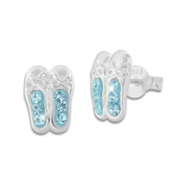Ohrstecker|Silber Ohrstecker|Elfen Schmuck Ohrstecker Tanzschuhe aqua blaue Strass Steine 925 Silber