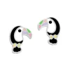 Ohrstecker|Silber Ohrstecker|Elfen Schmuck Ohrstecker Tukan Vogel schwarz bunt 925 Silber