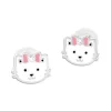 Ohrstecker|Silber Ohrstecker|Elfen Schmuck Ohrstecker weiße Katze mit Schleife und Strass 925 Silber