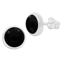 Ohrstecker|Edelstein Ohrringe|Elfen Schmuck Onyx Ohrstecker 10 mm rund 925 Silber