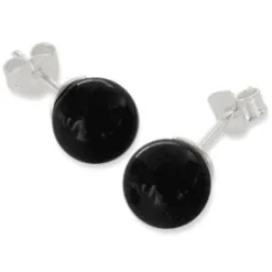 Ohrstecker|Edelstein Ohrringe|Elfen Schmuck Onyx Ohrstecker 8 mm 925 Silber