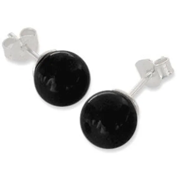 Ohrstecker|Edelstein Ohrringe|Elfen Schmuck Onyx Ohrstecker 8 mm 925 Silber
