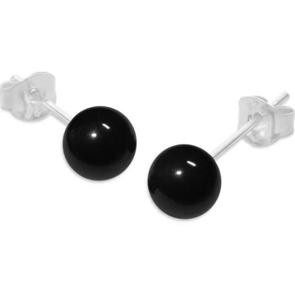 Ohrstecker|Edelstein Ohrringe|Elfen Schmuck Onyx Ohrstecker 6 mm 925 Silber