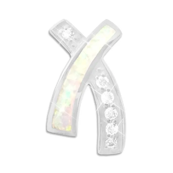 Anhänger Für Damen|Silber Anhänger|Elfen Schmuck Opal Anhänger gekreuzt mit Zirkonia Strass Steinen 925 Silber