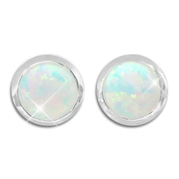 Ohrstecker|Silber Ohrstecker|Elfen Schmuck Opal Ohrstecker 10 mm rund 925 Silber
