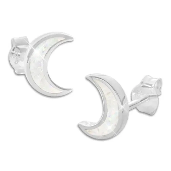 Ohrstecker|Silber Ohrstecker|Elfen Schmuck Opal Ohrstecker Mond 925 Silber